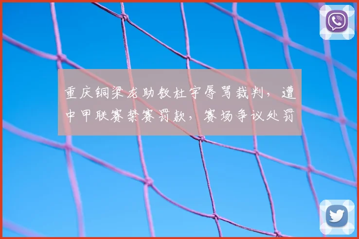重庆铜梁龙助教杜宇辱骂裁判,遭中甲联赛禁赛罚款,赛场争议处罚引热议